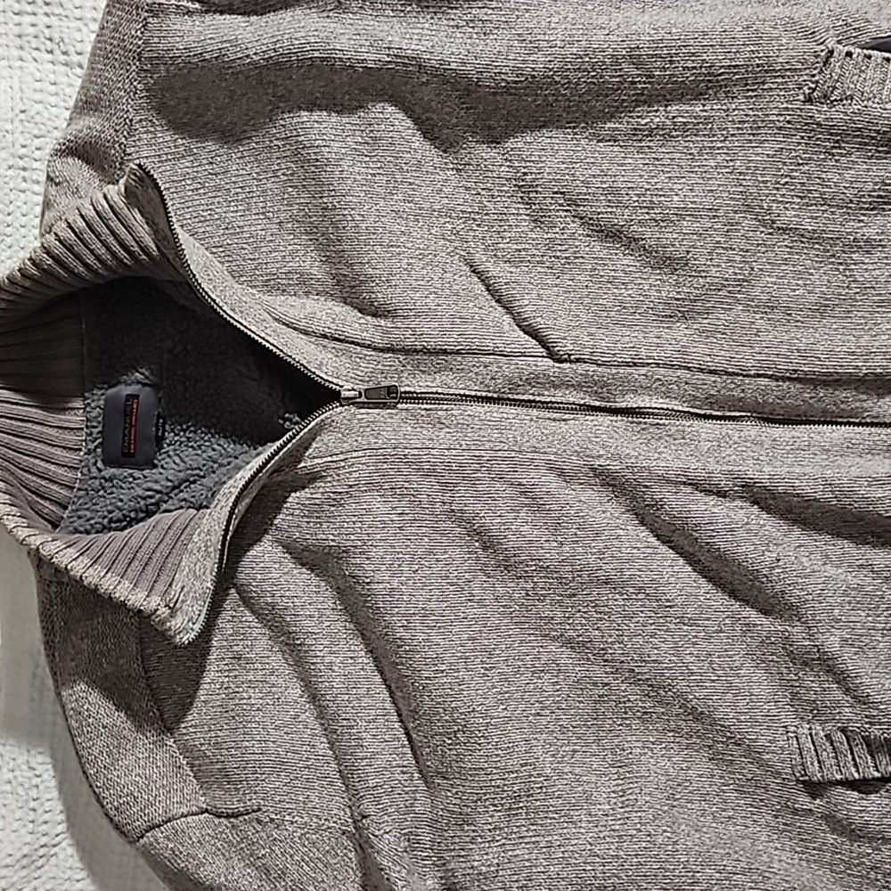 Emanuel ungaro fleece lined vintage sweater XL zip up front gray